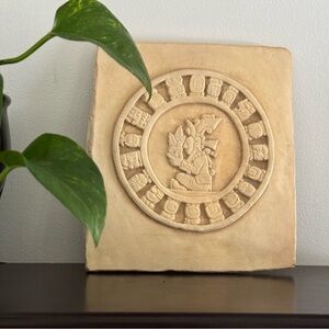 ❤️ Aztec Zodiac Maya Calendar Handmade Neutral Wall Tile Decor